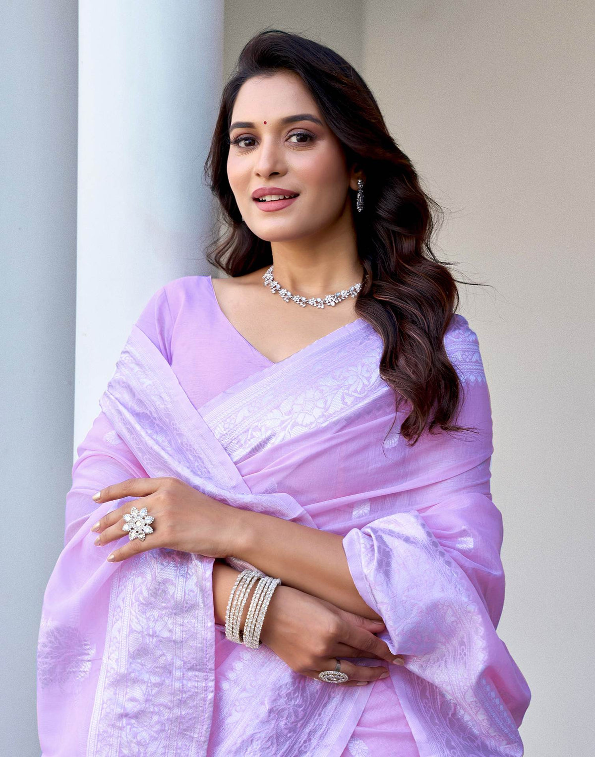 Light Purple Chanderi Woven Saree