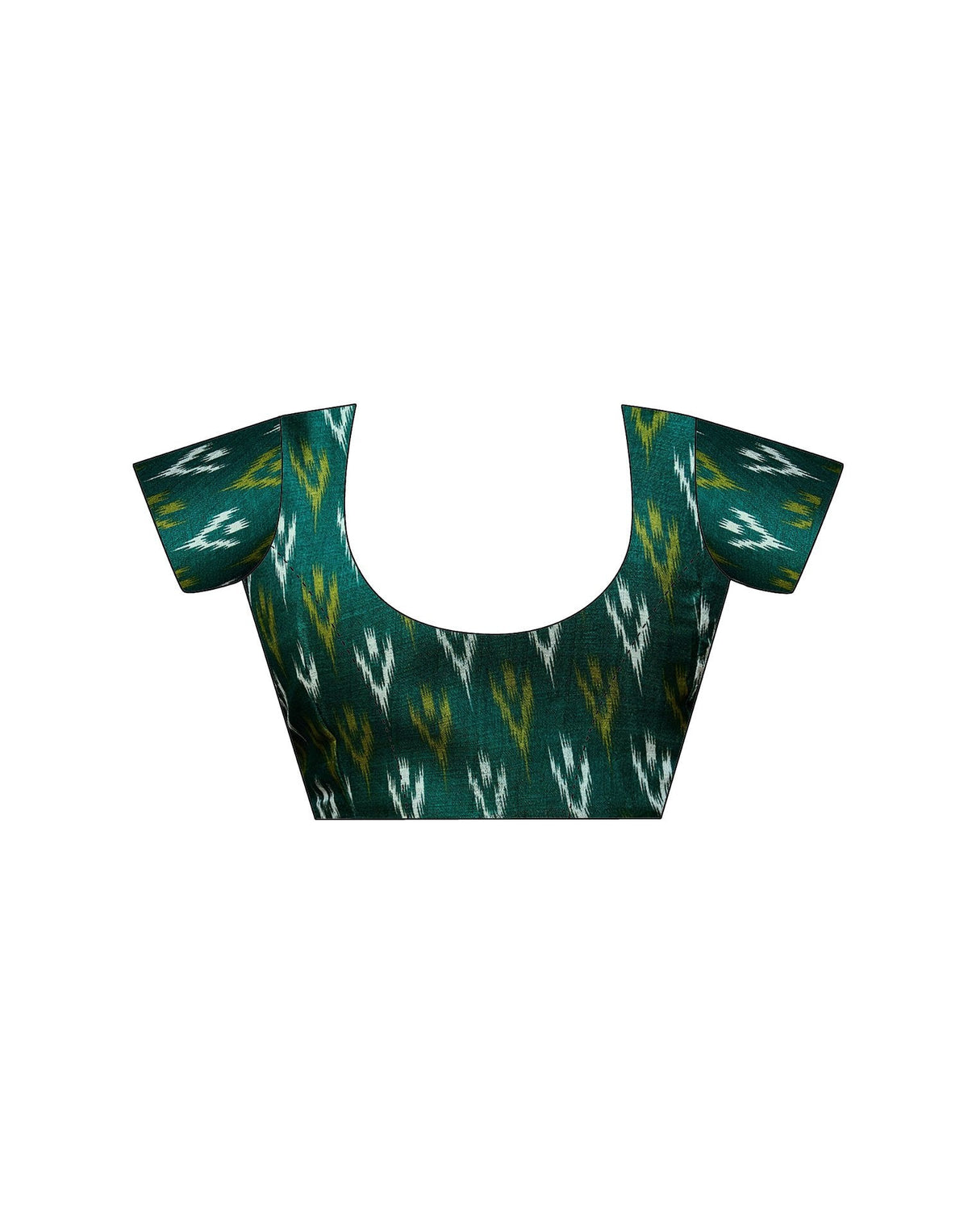 Dark Green Cotton Blend Ikkat Printed Saree