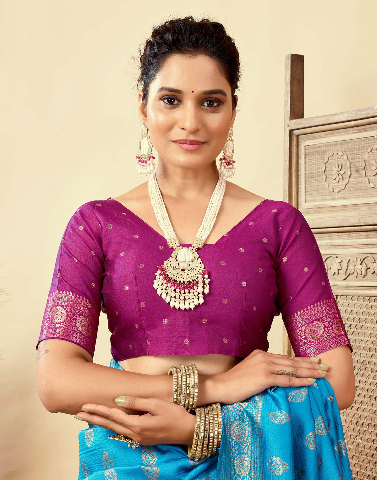 Upasna Singh Blue Silk Woven Banarasi Saree