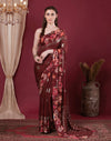 Maroon Georgette Floral Printed Saree