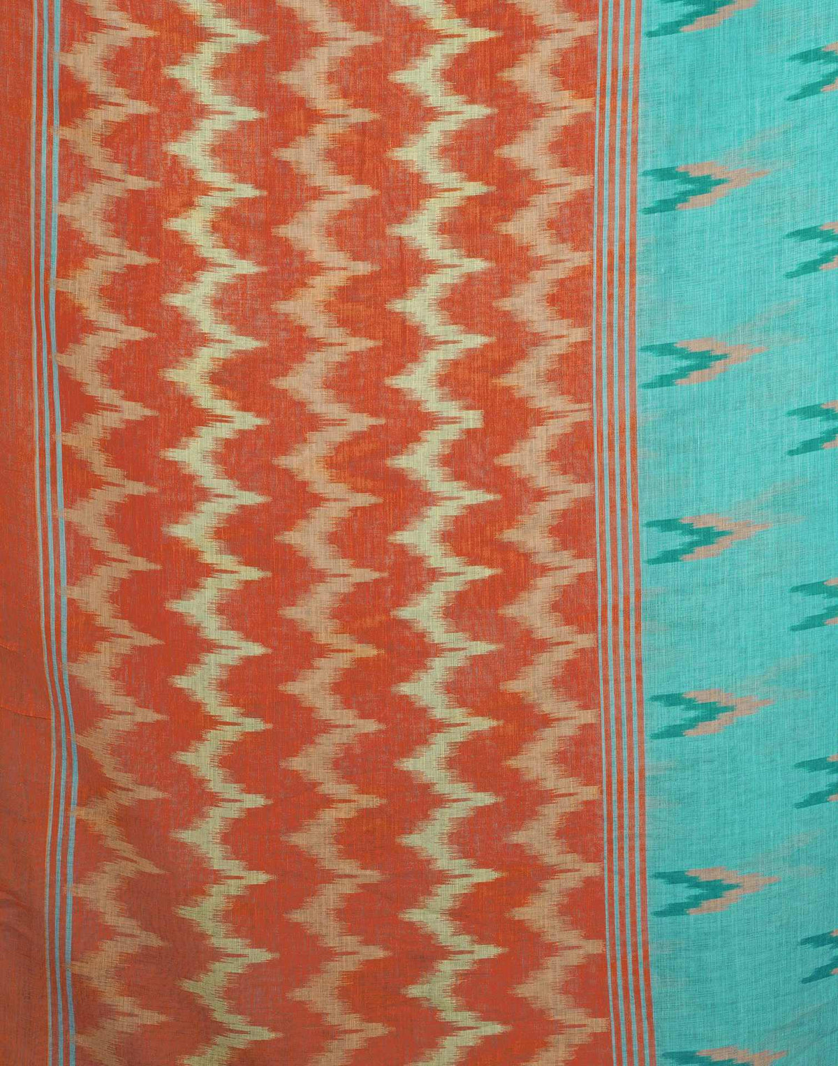Blue Linen Ikkat Printed Saree