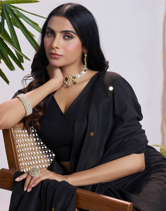 Black Linen Sequence Saree