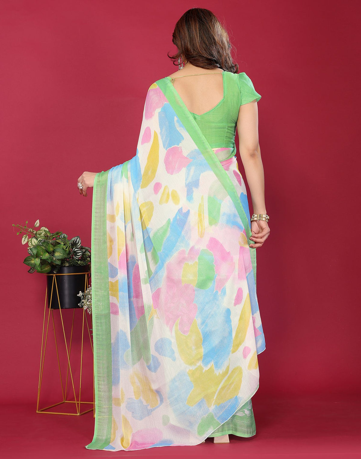 Multicoloured Chiffon Printed Saree