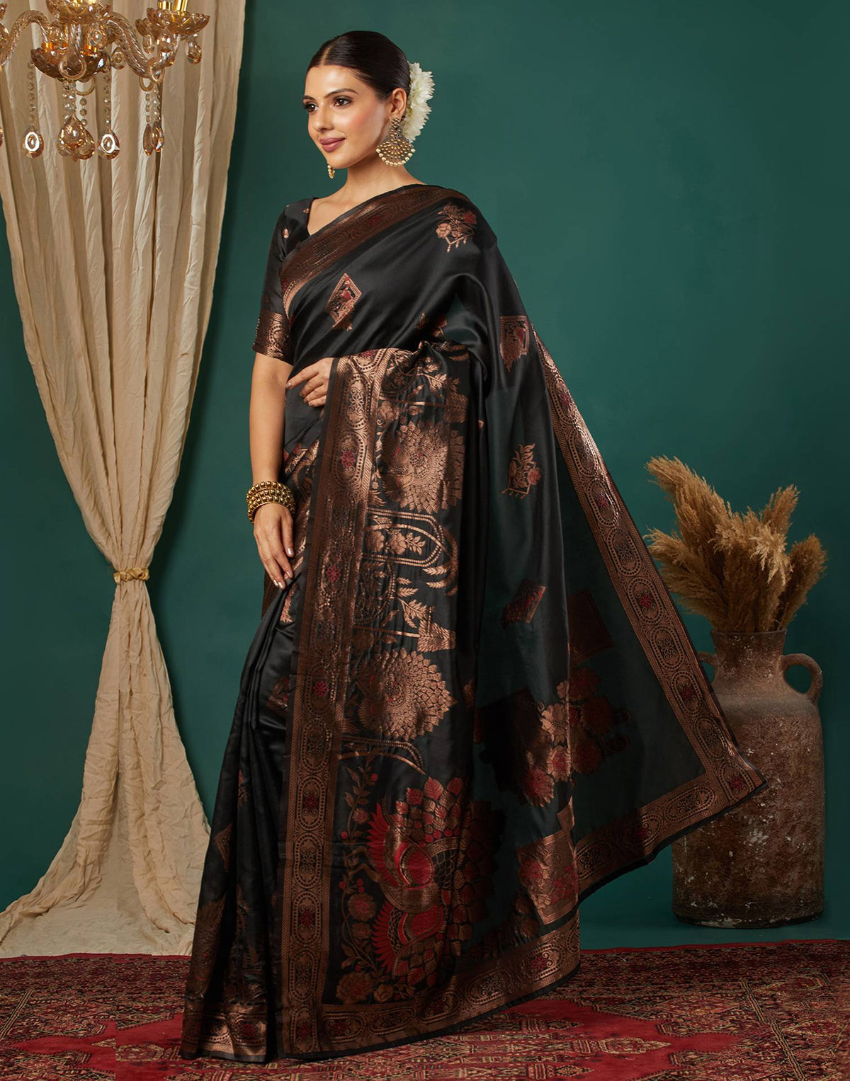 Black Silk Woven Banarasi Saree