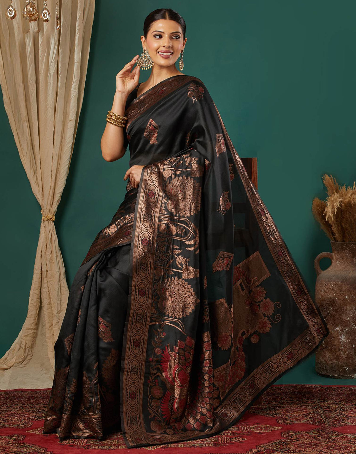 Black Silk Woven Banarasi Saree