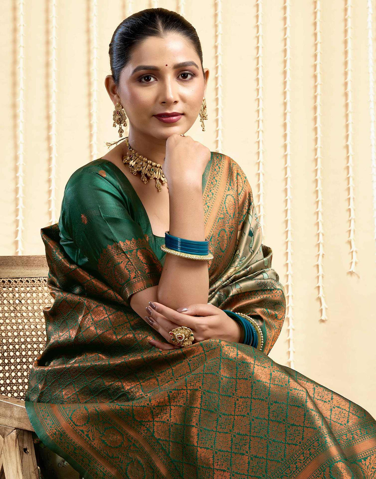 Pista Green Silk Woven Banarasi Saree