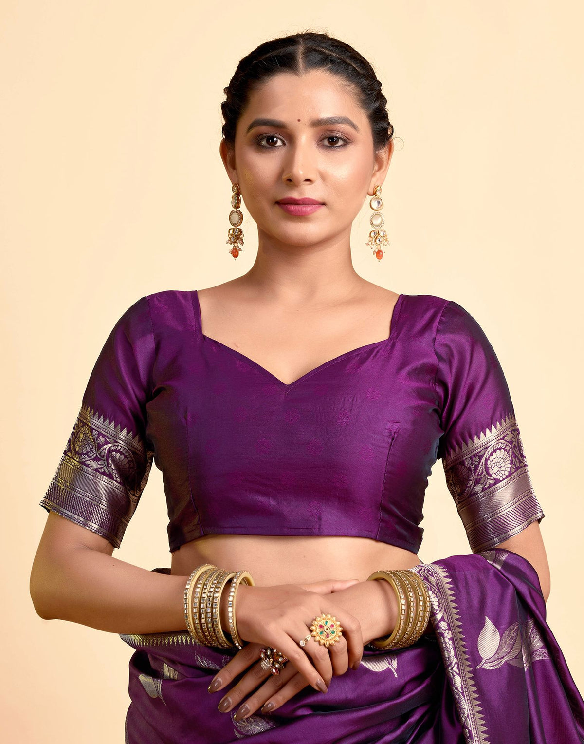 Dark Wine Silk Woven Banarasi Saree