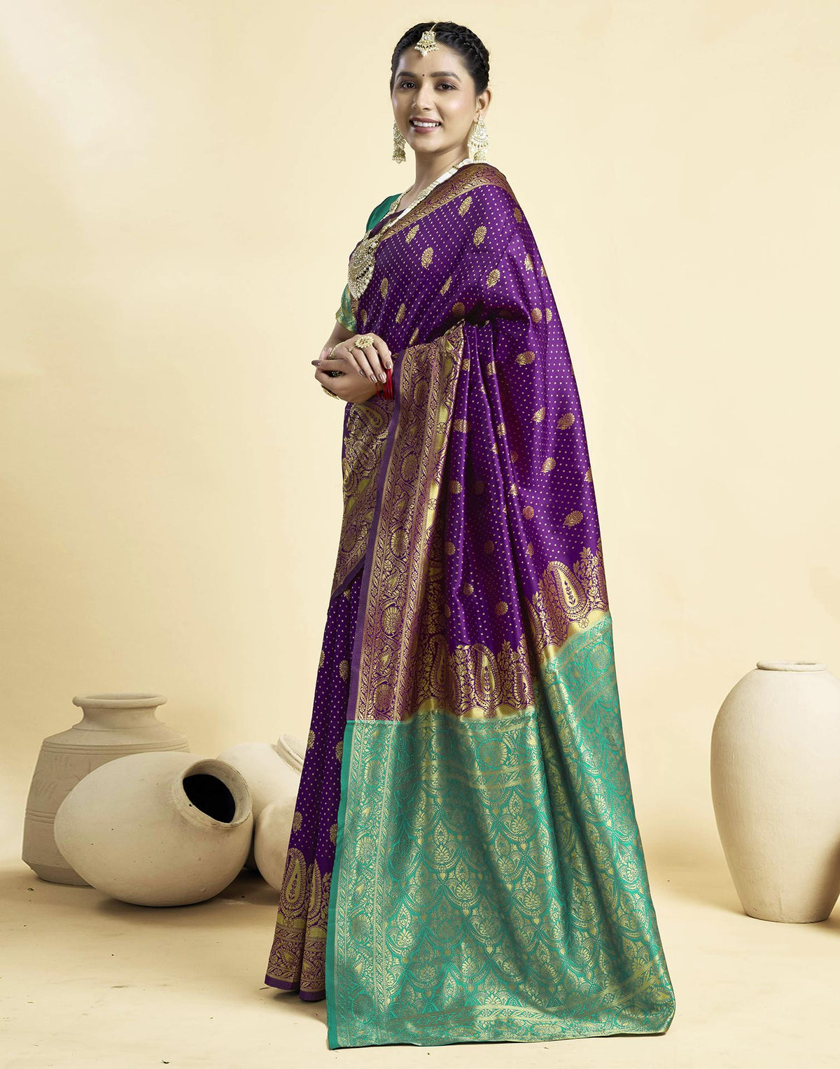 Dark Wine Silk Woven Banarasi Saree