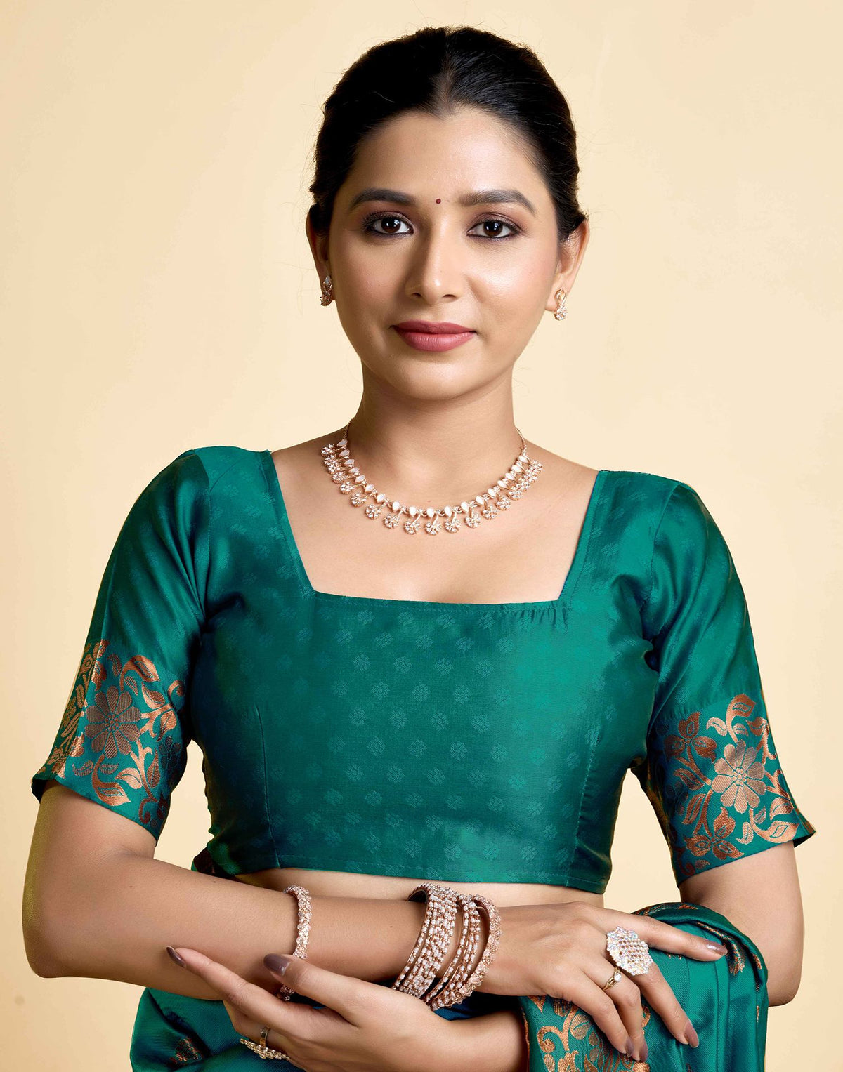 Teal Green Silk Woven Banarasi Saree