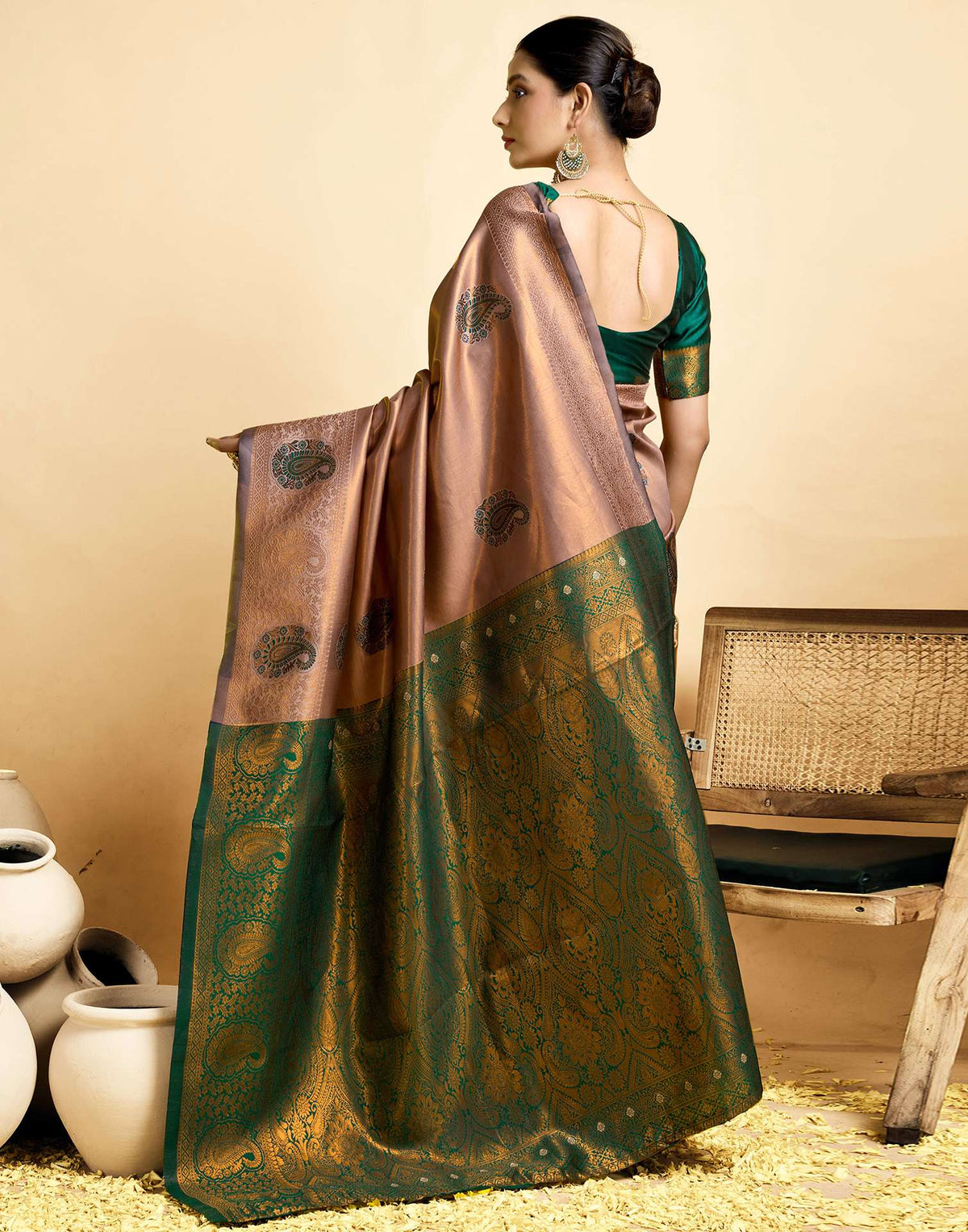 Light Brown Silk Woven Banarasi Saree