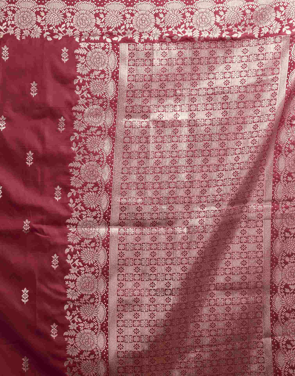 Magenta Silk Woven Banarasi Saree