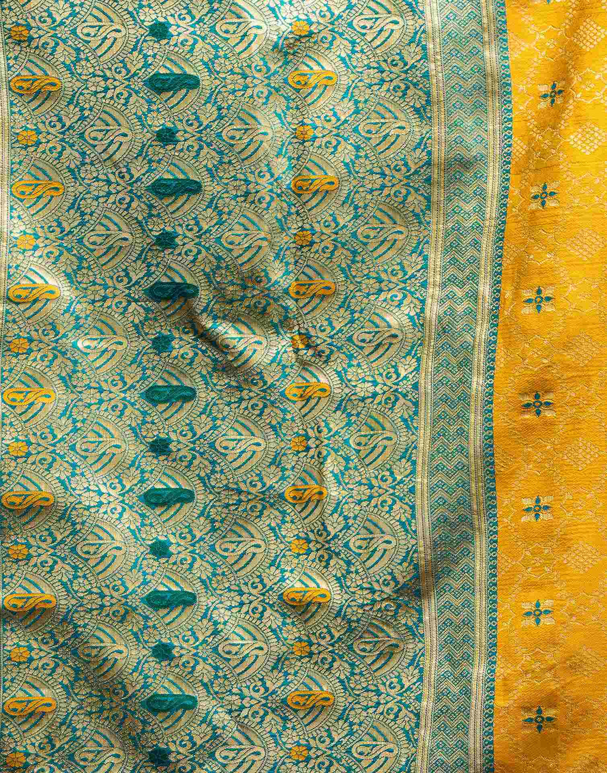Shweta Tiwari Amber Yellow Banarasi Silk Saree