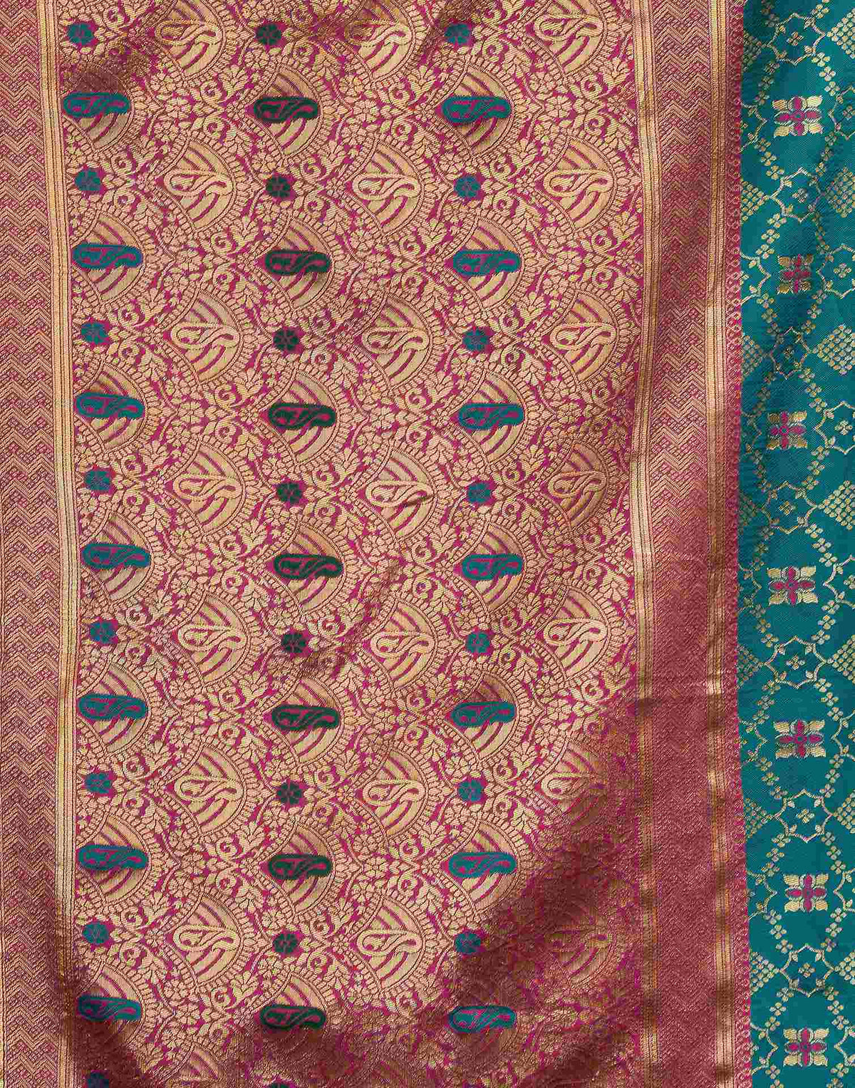Teal Blue Silk Woven Patola Saree