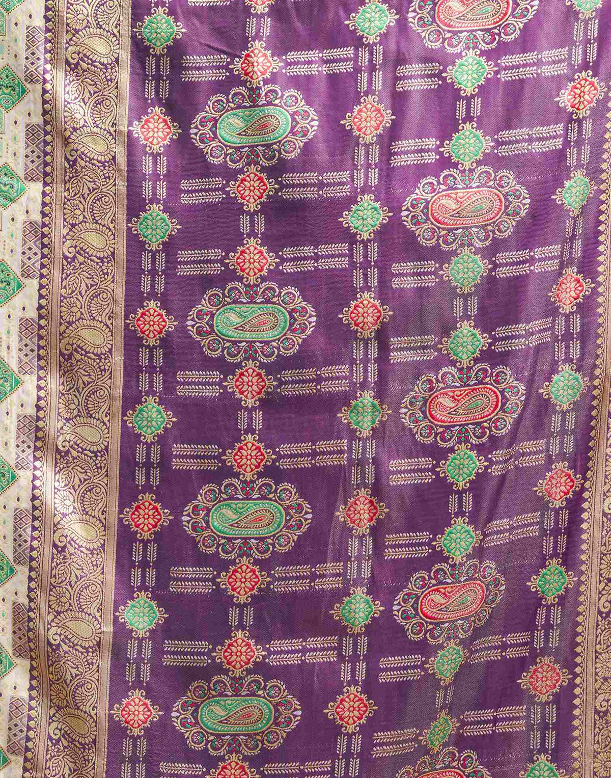 Cream Silk Woven Patola Saree
