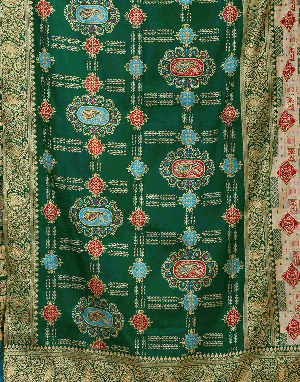 Cream Silk Woven Patola Saree