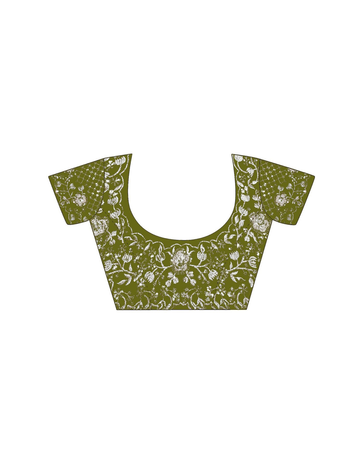 Green Organza Embroidery Lace Saree