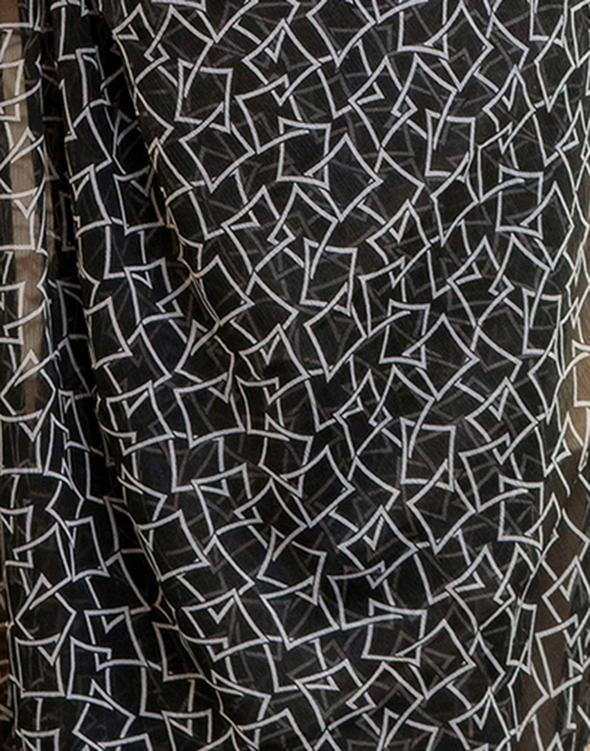 Black Chiffon Printed Saree