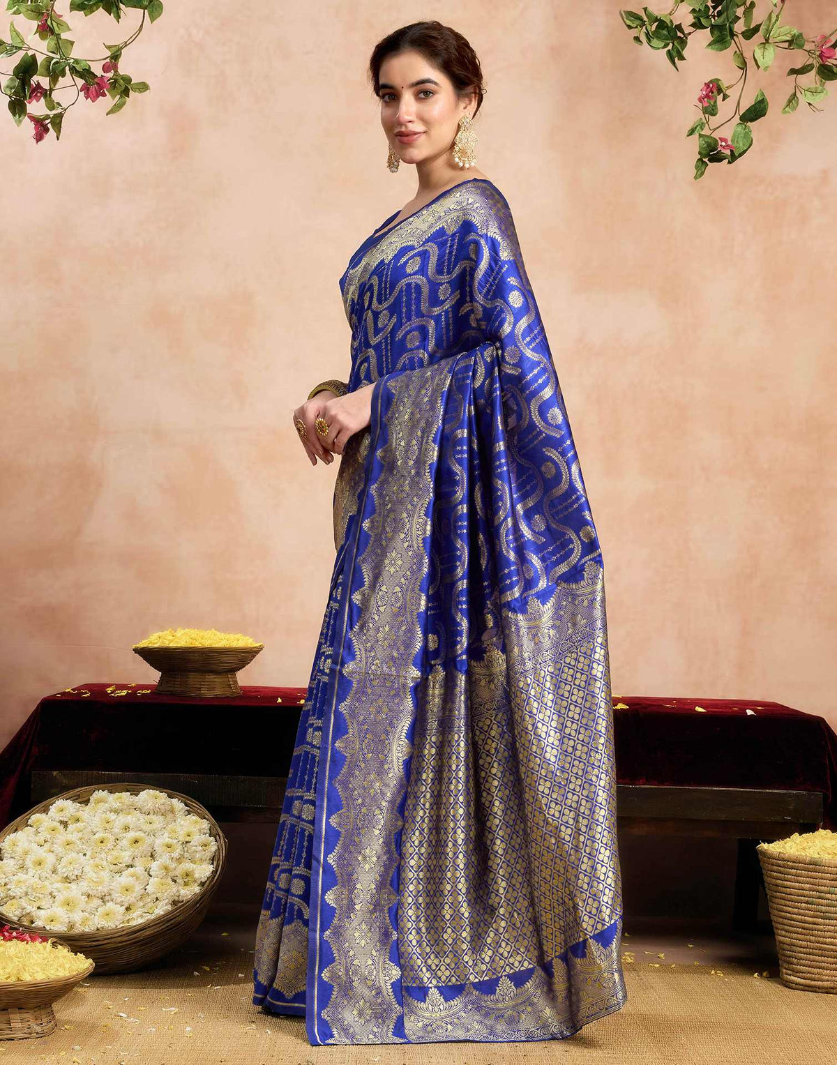 Royal Blue Silk Woven Banarasi Saree