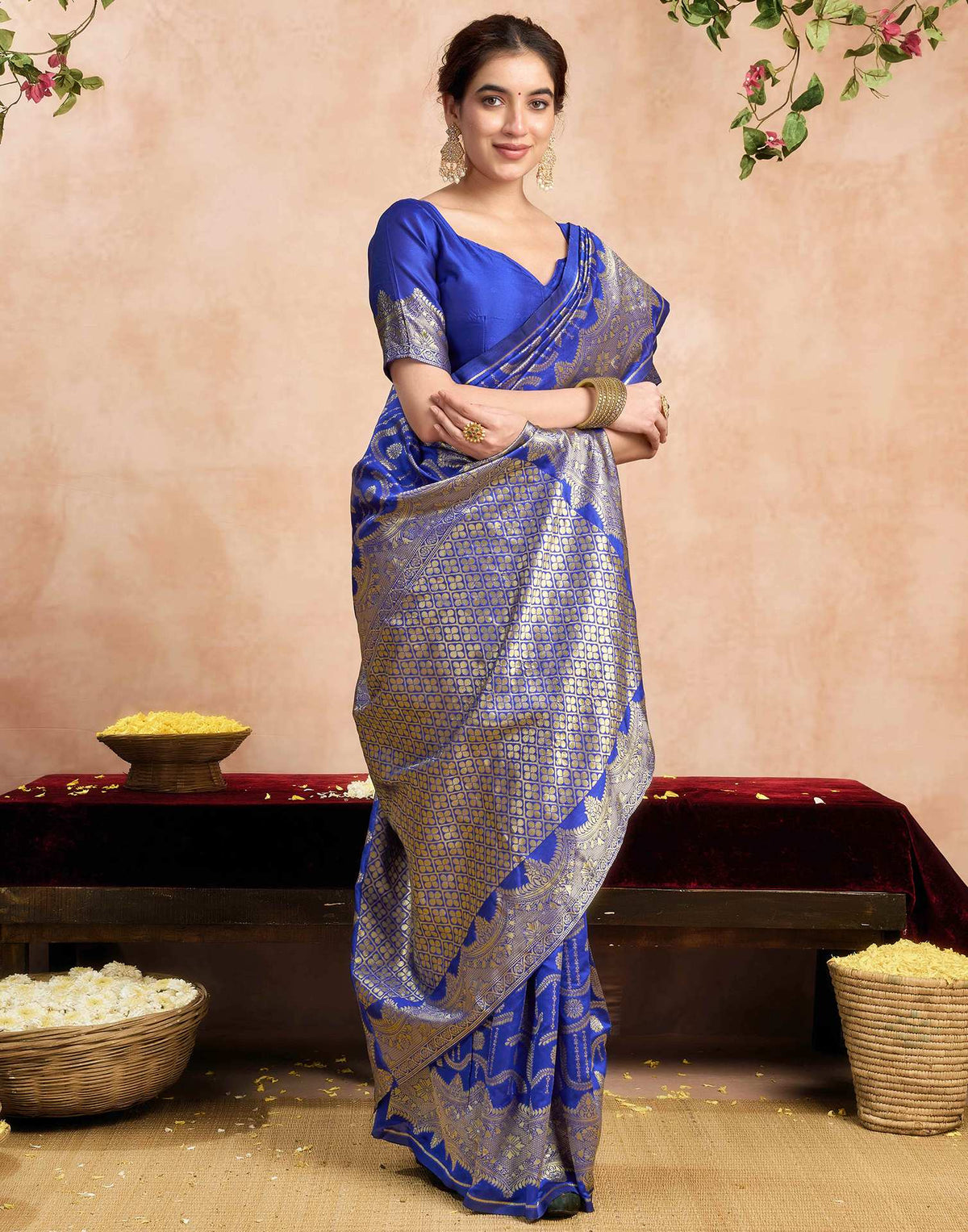 Royal Blue Silk Woven Banarasi Saree
