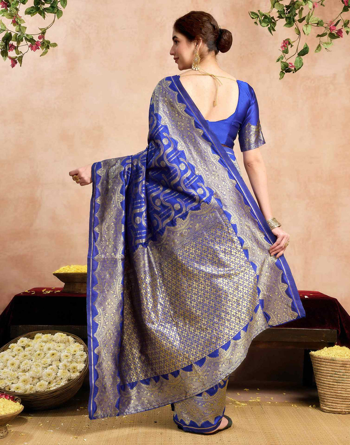 Royal Blue Silk Woven Banarasi Saree