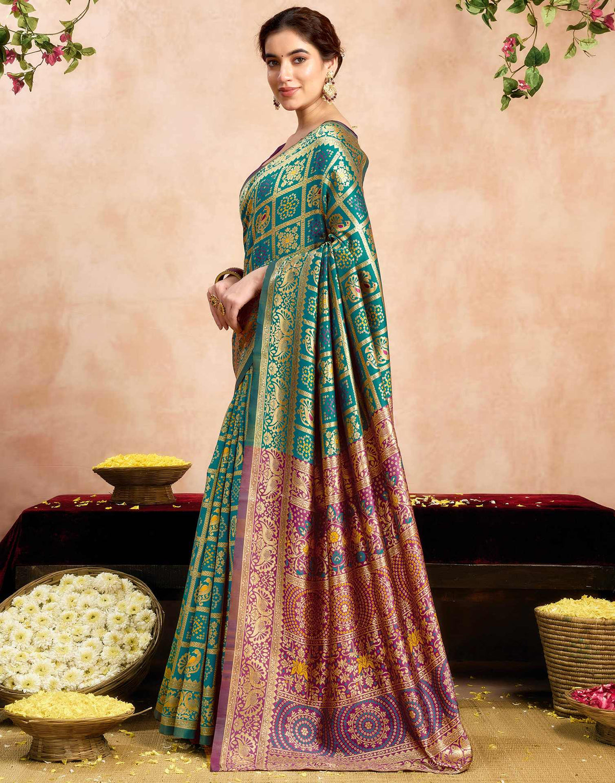 Green Silk Woven Patola Saree