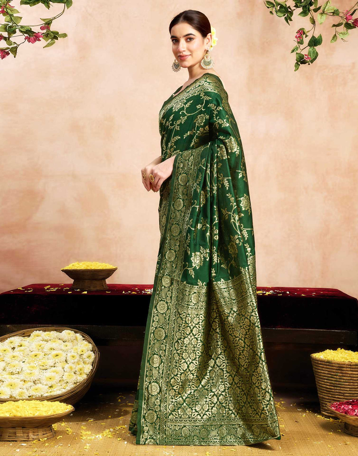 Green Silk Woven Banarasi Saree