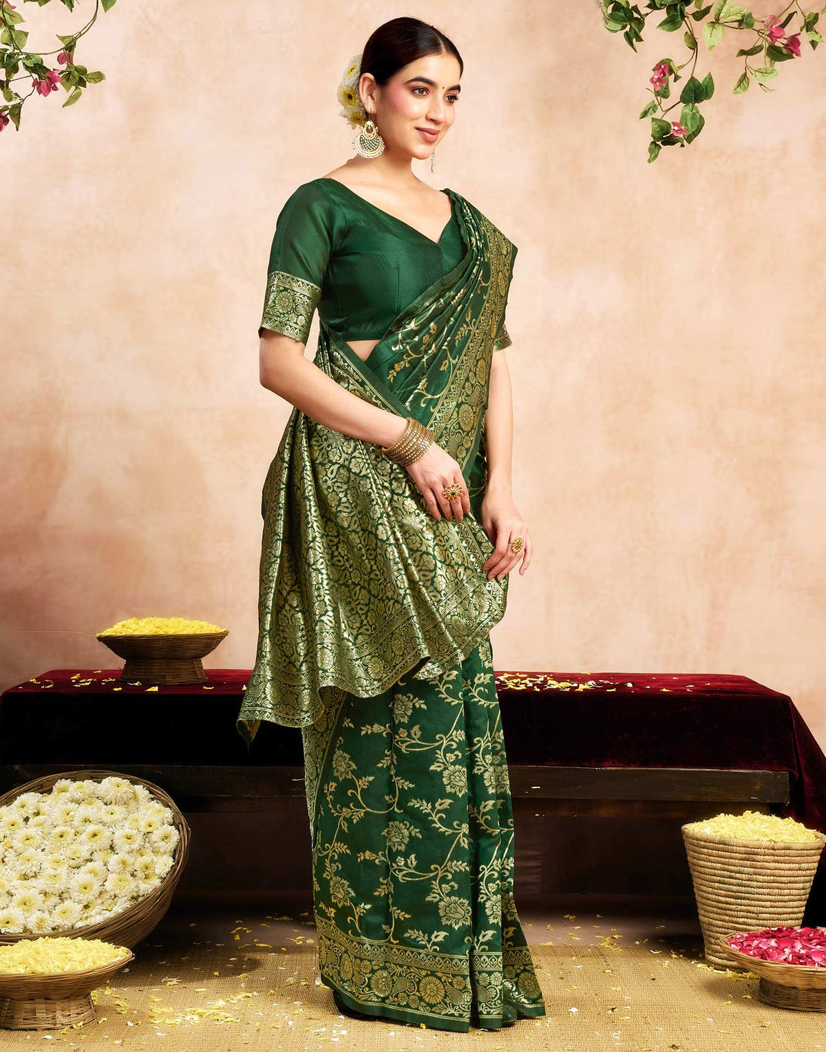 Green Silk Woven Banarasi Saree
