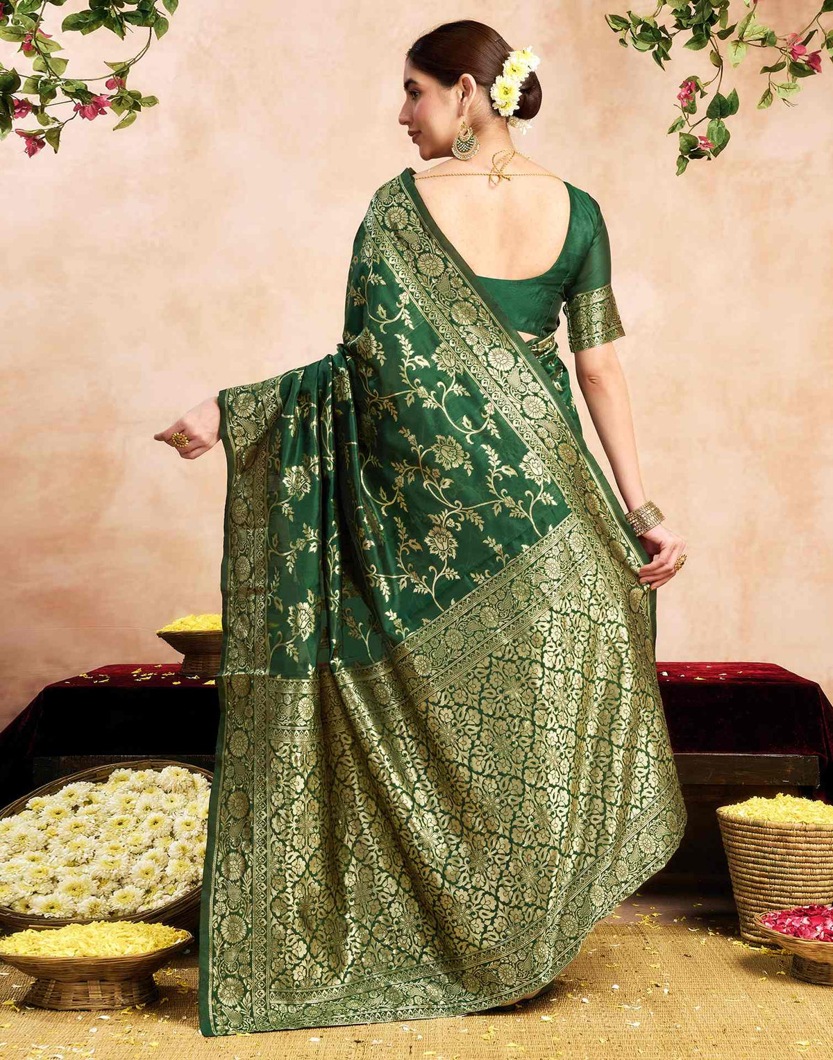 Green Silk Woven Banarasi Saree