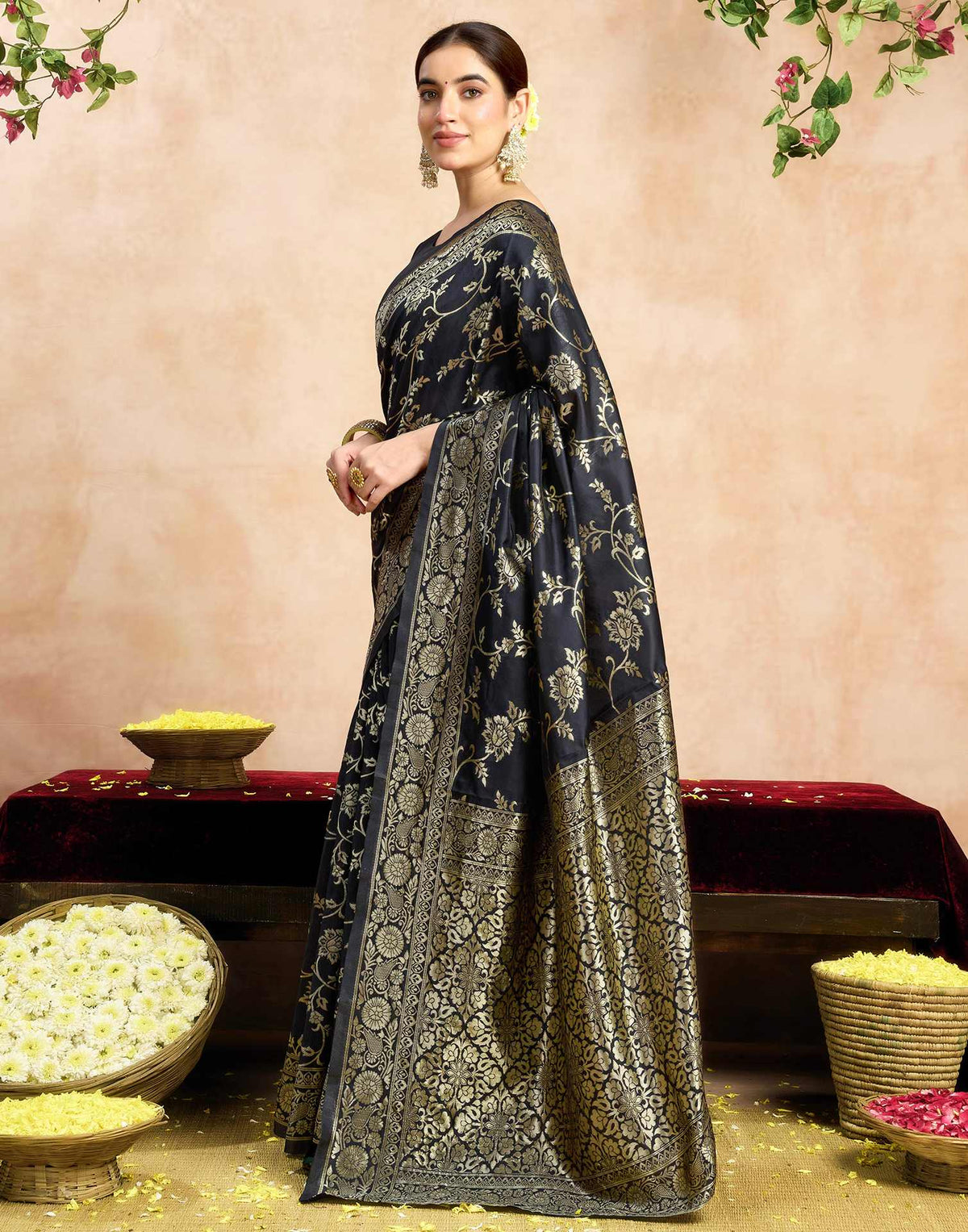Black Silk Woven Banarasi Saree
