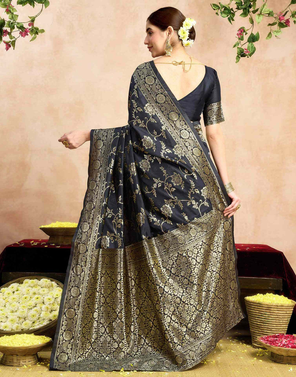 Black Silk Woven Banarasi Saree