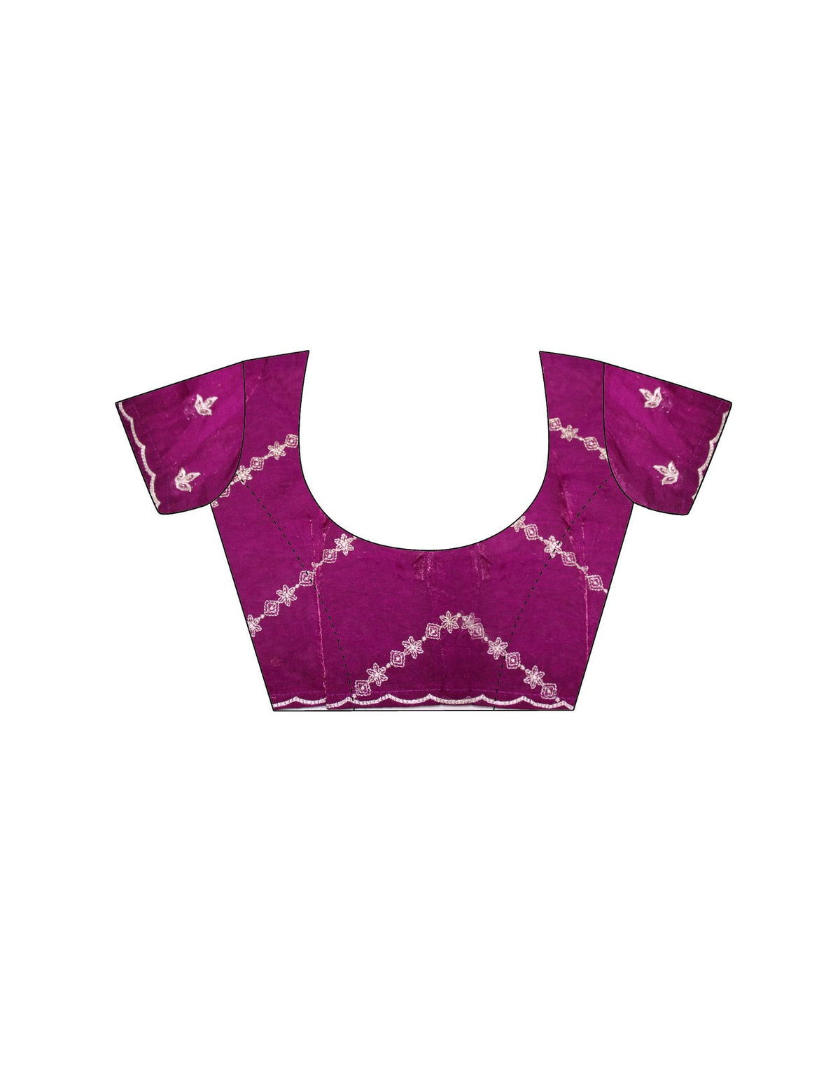 Magenta Tissue Silk Embroidery Saree