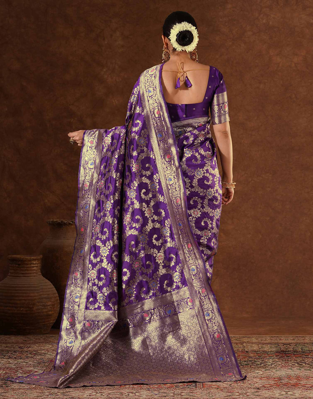Purple Silk Woven Banarasi Saree