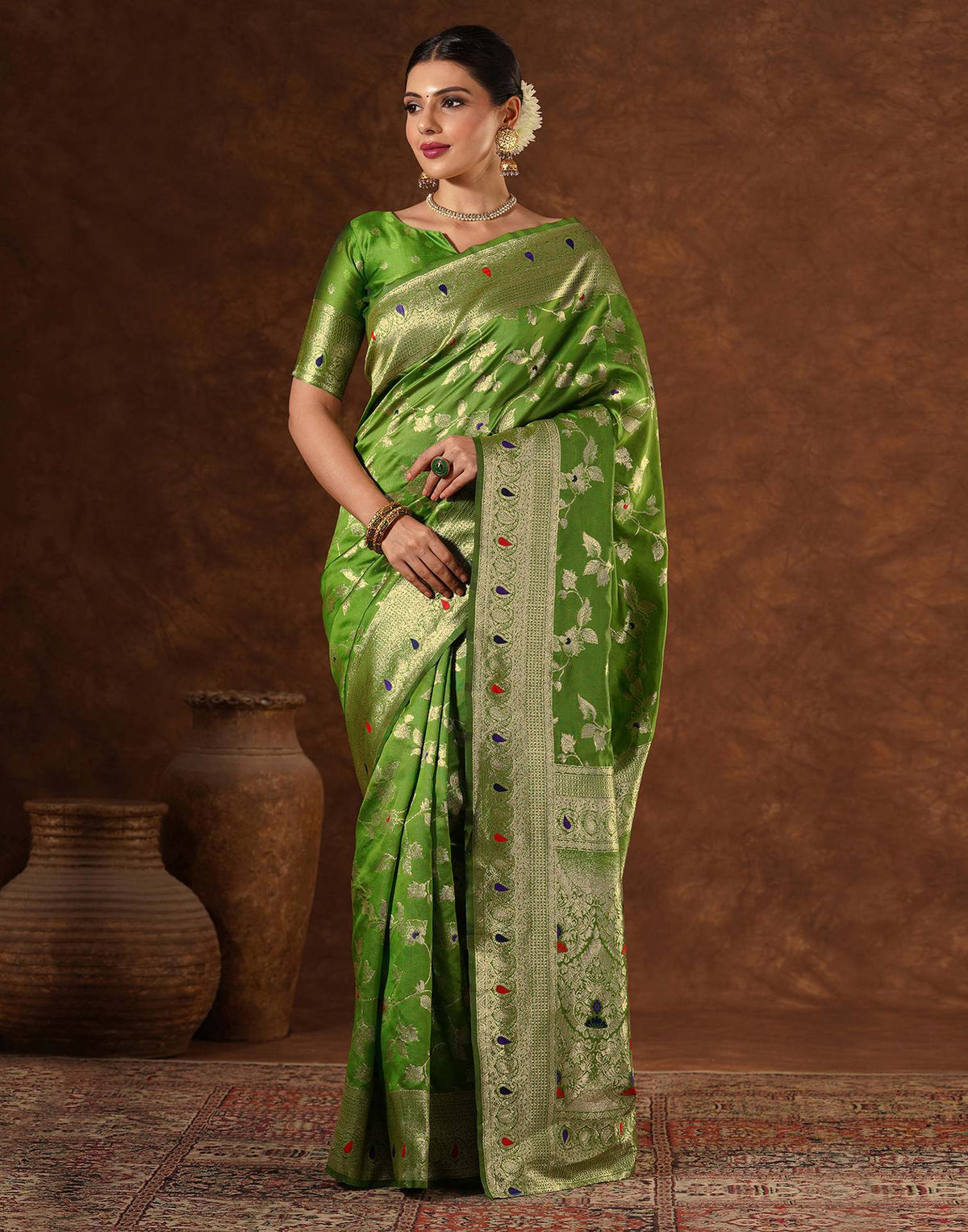Green Silk Woven Banarasi Saree
