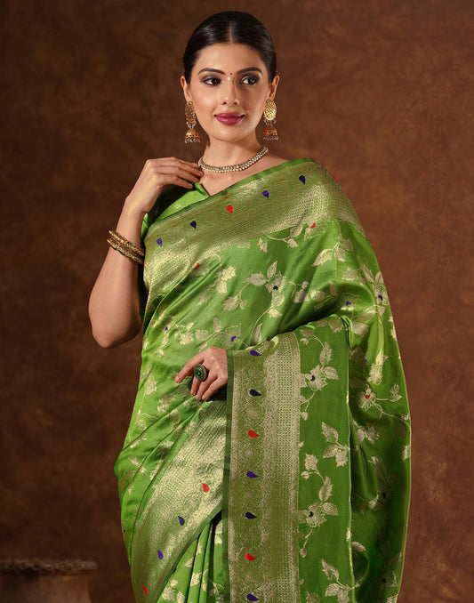 Green Silk Woven Banarasi Saree