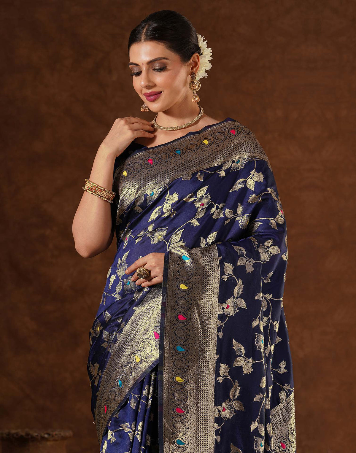 Blue Silk Woven Banarasi Saree
