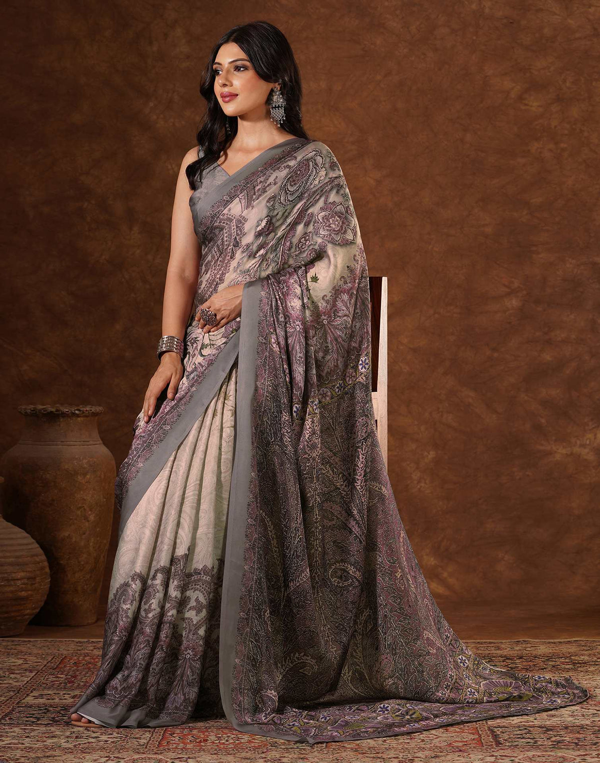 Multicoloured Satin Printed Saree