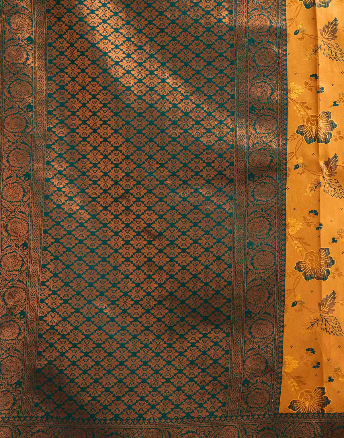 Mustard Yellow Silk Woven Kanjivaram Saree
