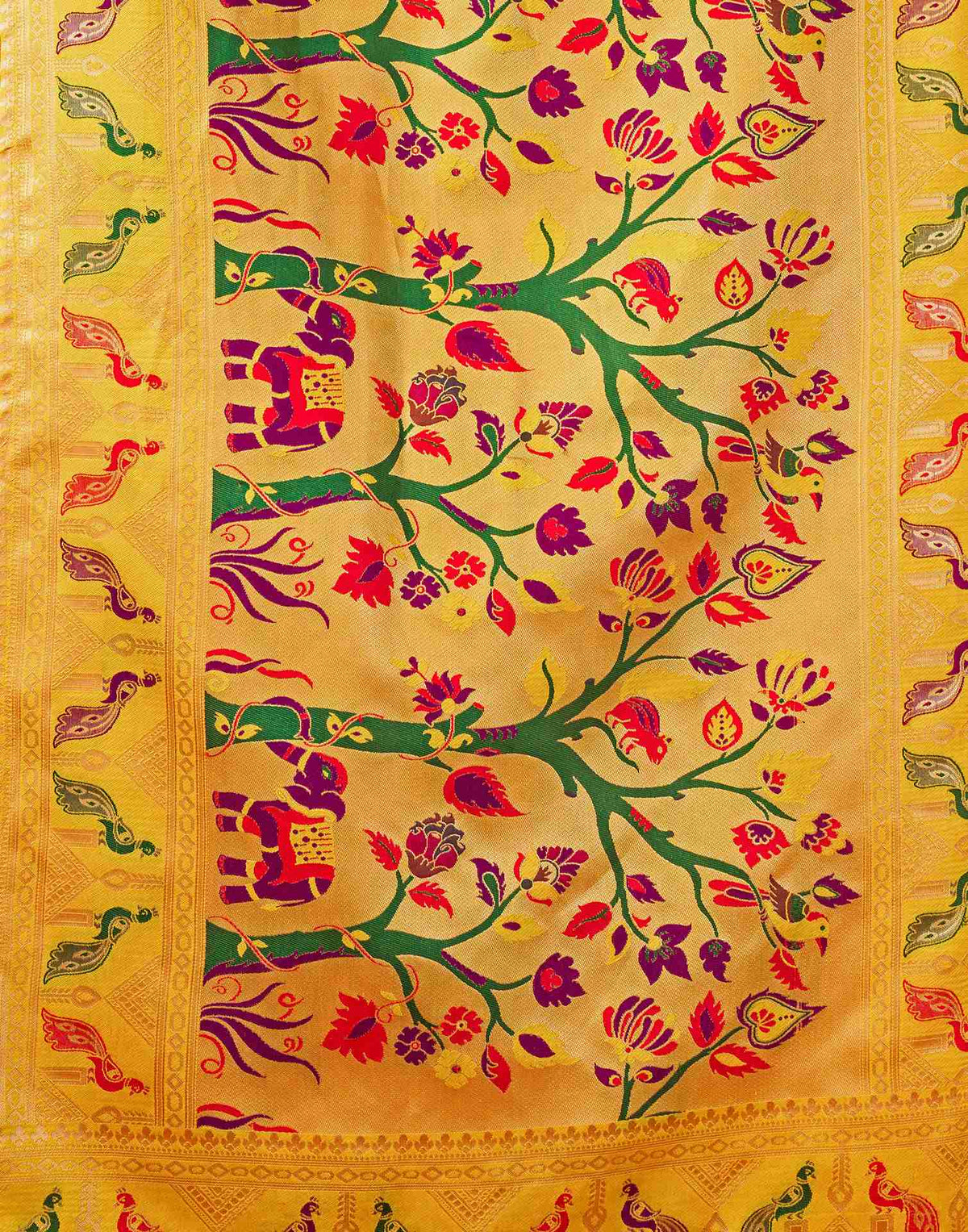 Yellow Silk Woven Paithani Saree