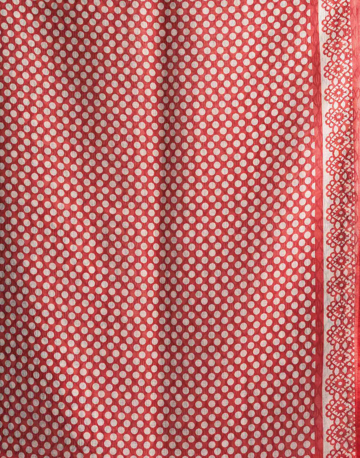 Beige Cotton Linen Printed Saree