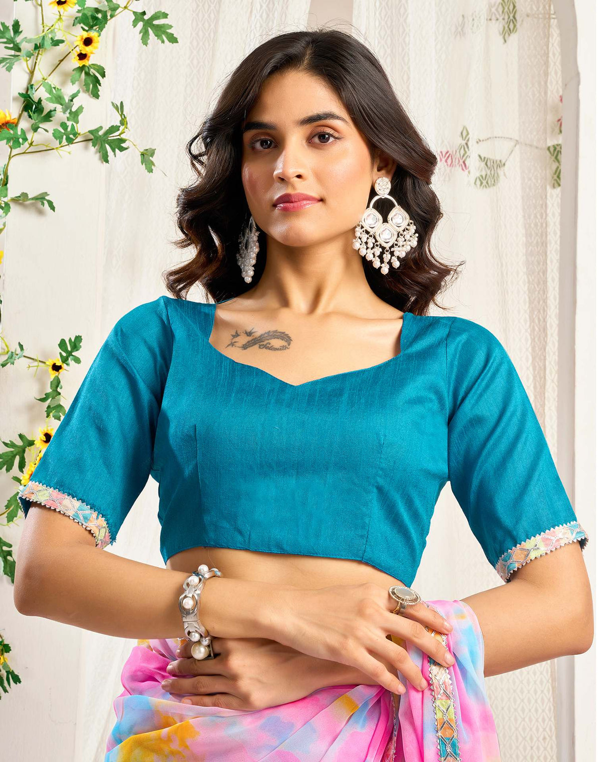 Pink Georgette Printed Saree