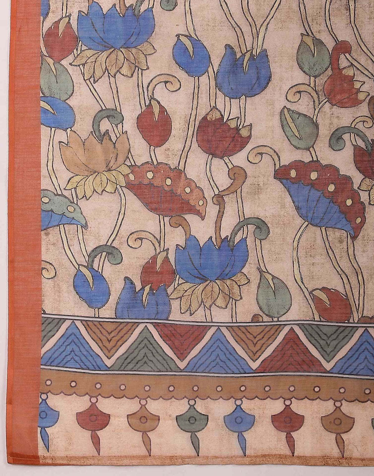 Orange Linen Printed Saree