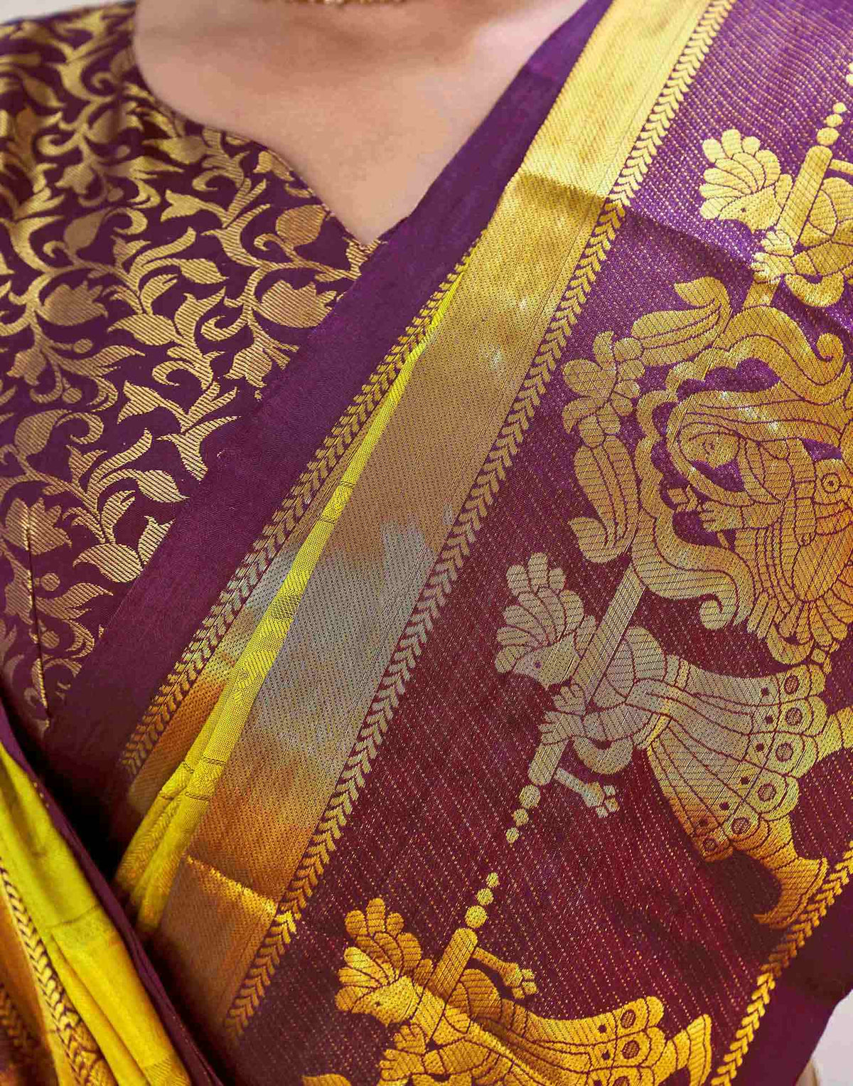 Mustard Silk Woven Kanjivaram Saree