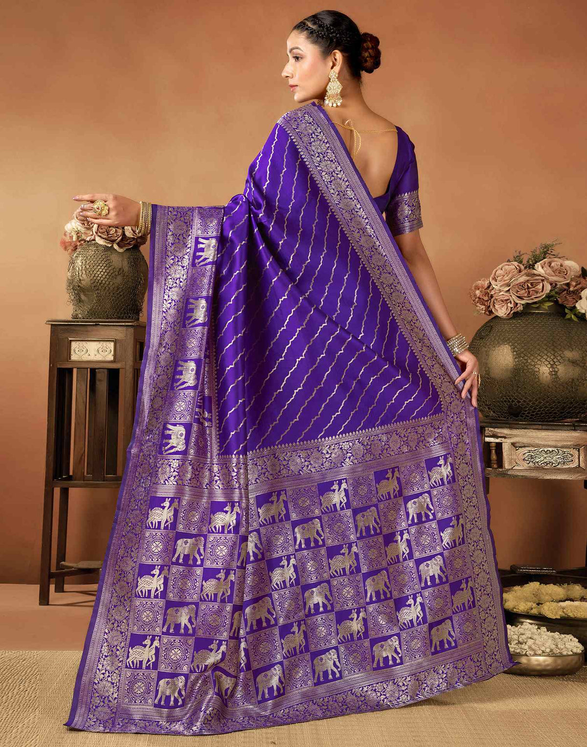 Dark Purple Silk Woven Saree