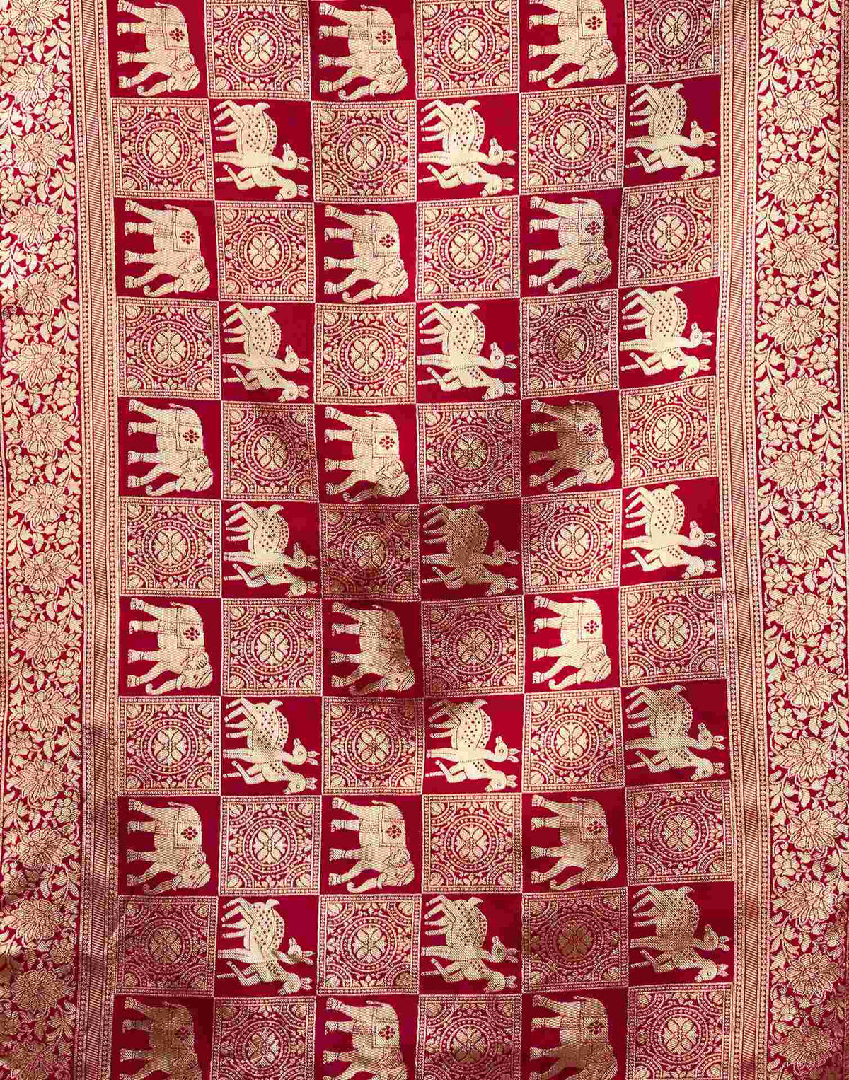 Maroon Silk Woven Saree