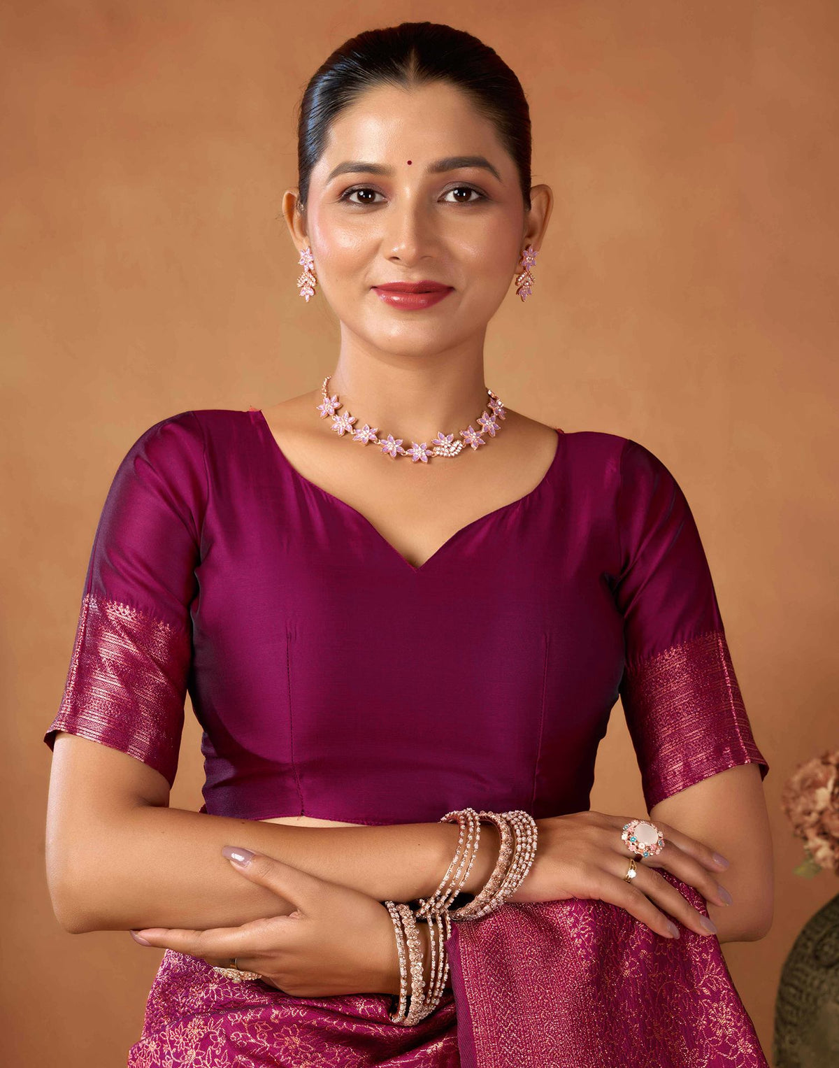 Dark Purple Silk Woven Saree