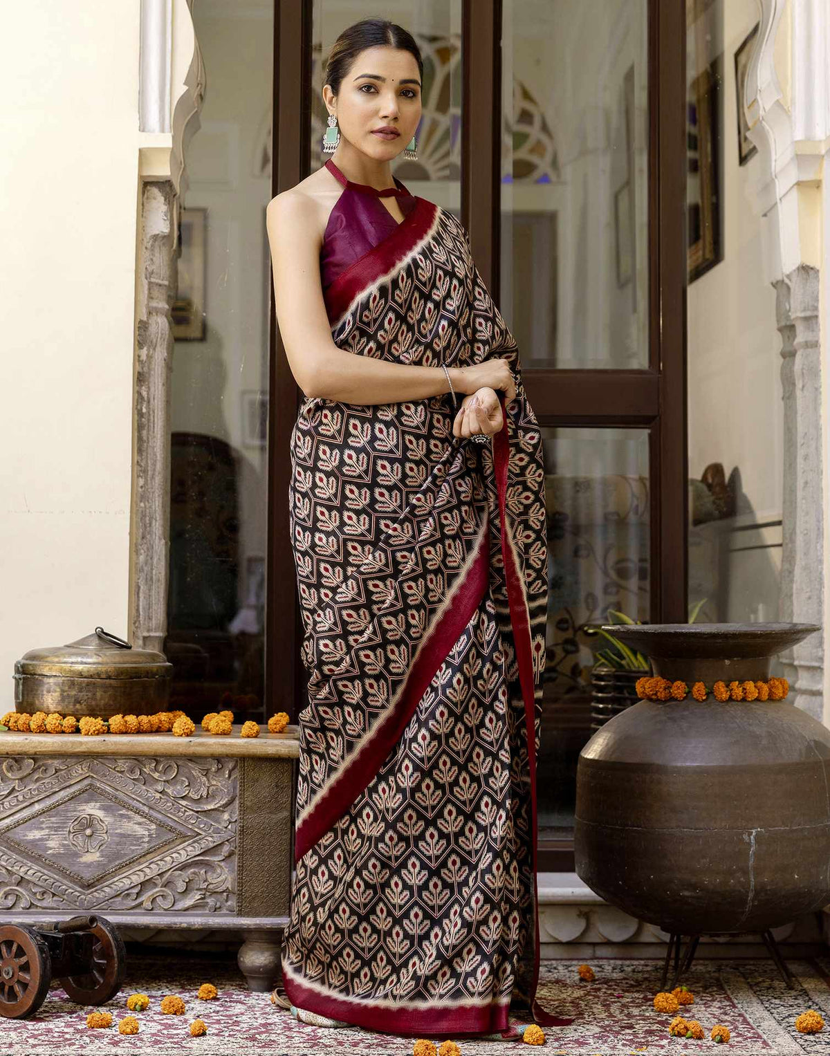 Black Khadi Printed Saree