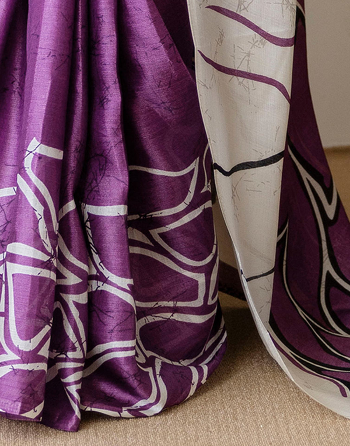 Dark Purple Khadi Printed Saree