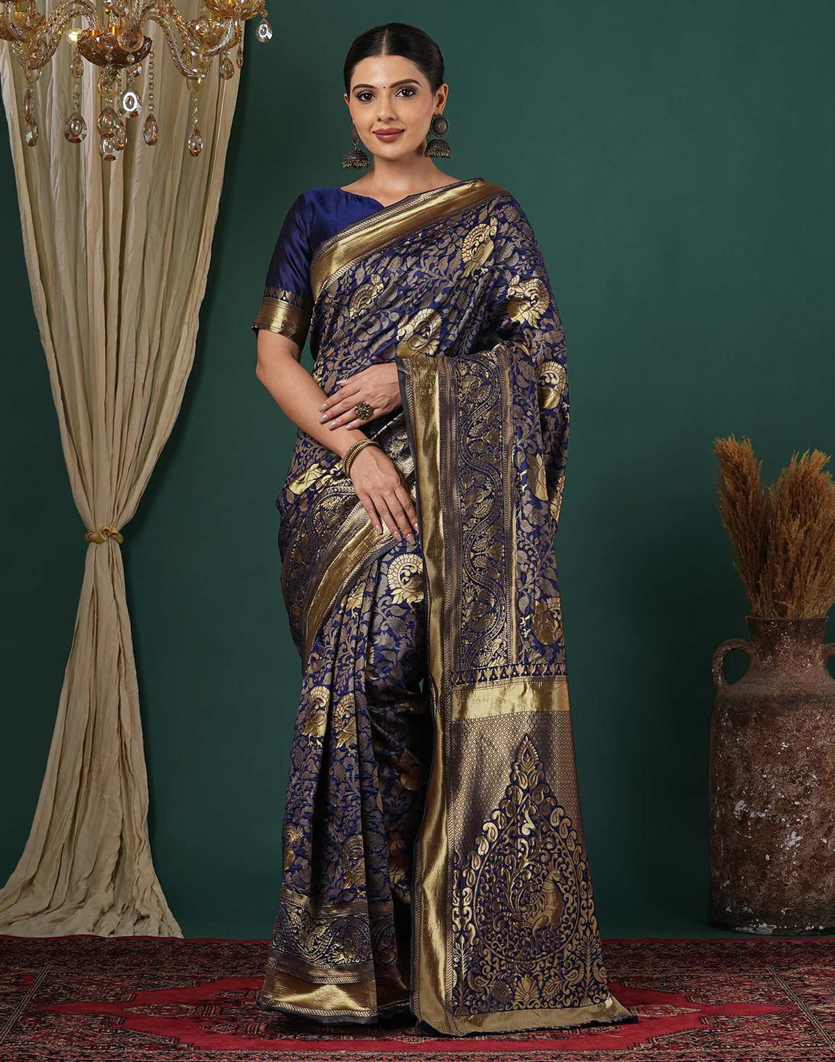 Blue Silk Woven Banarasi Saree