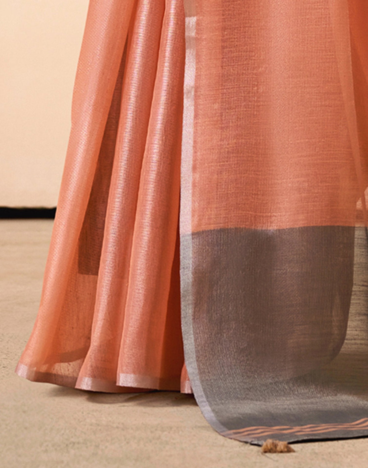 Peach Tissue Silk Woven Saree