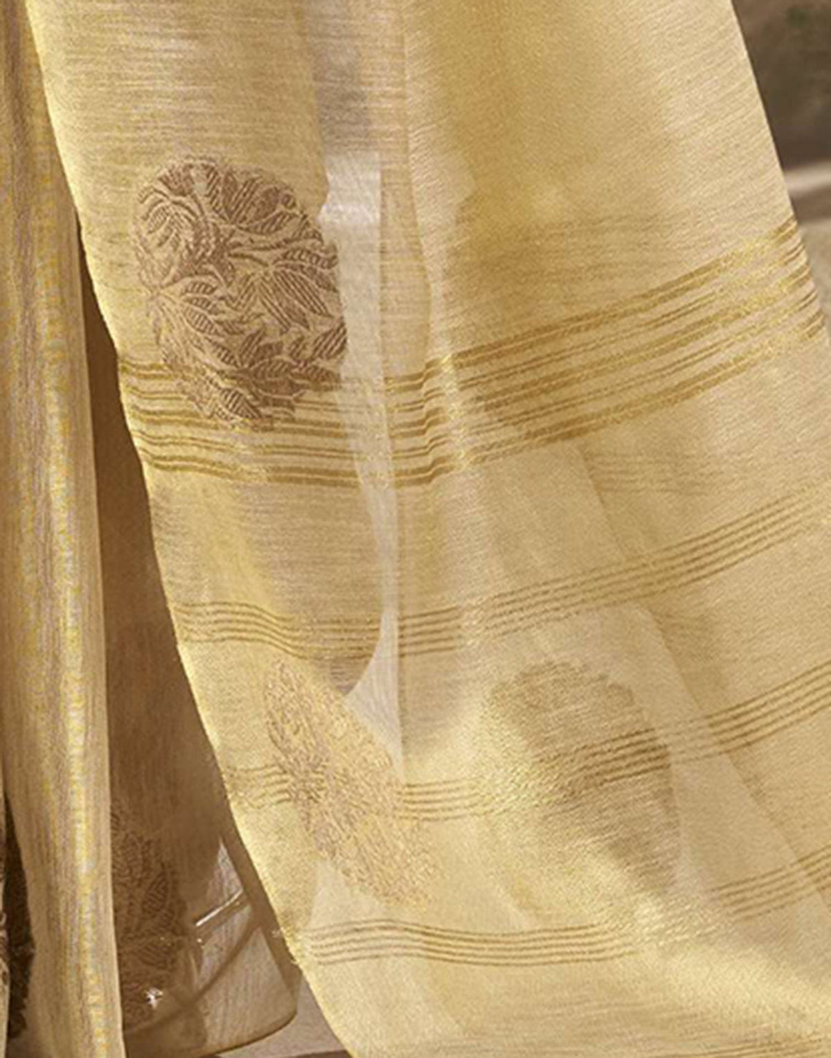 Beige Tissue Silk Woven Saree